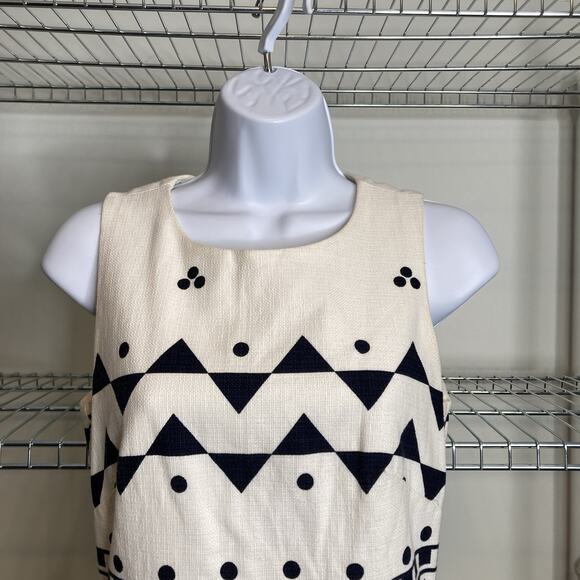 J Crew Women's White Black Bold Textured Geometric‎ Print Dress Size 0 Modern - Picture 8 of 12
